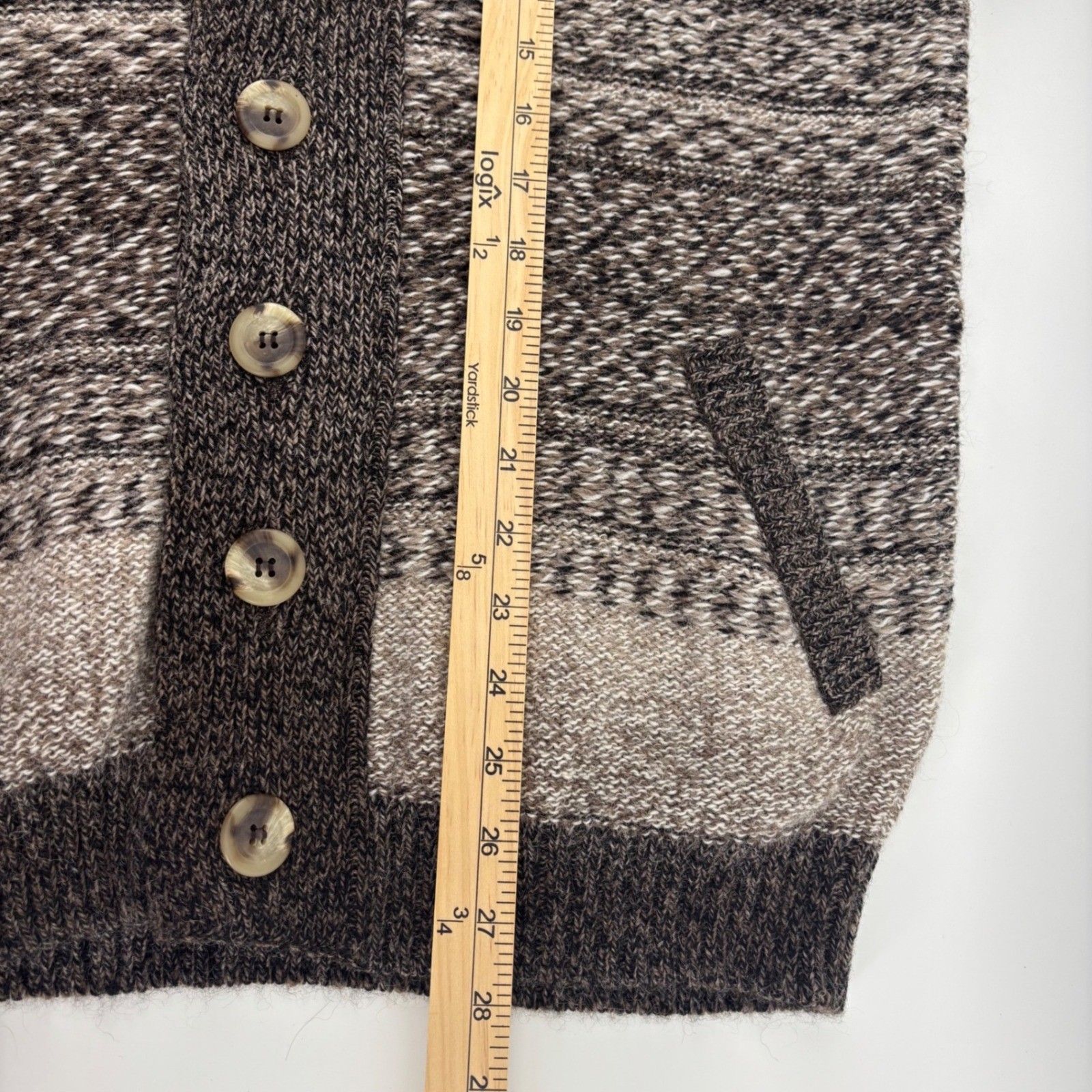 Kuna Kiosko Cardigan Mens M Brown 100% Baby Alpaca Shawl Collar Nwt Cardigan — image 6 of 8